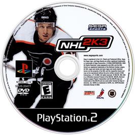 Artwork on the Disc for NHL 2K3 on the Sony Playstation 2.
