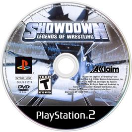 Artwork on the Disc for Showdown: Legends of Wrestling on the Sony Playstation 2.