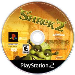 Artwork on the Disc for Shrek 2 on the Sony Playstation 2.