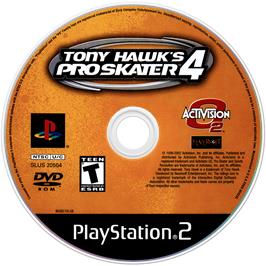 Artwork on the Disc for Tony Hawk's Pro Skater 4 on the Sony Playstation 2.