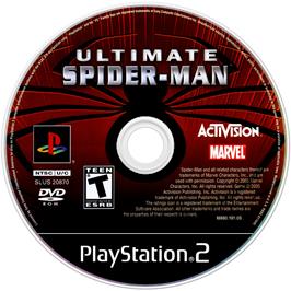 Artwork on the Disc for Ultimate Spider-Man on the Sony Playstation 2.