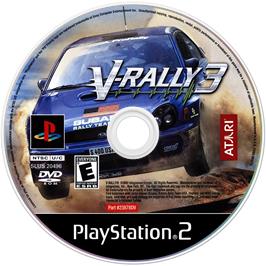 Artwork on the Disc for V-Rally 3 on the Sony Playstation 2.