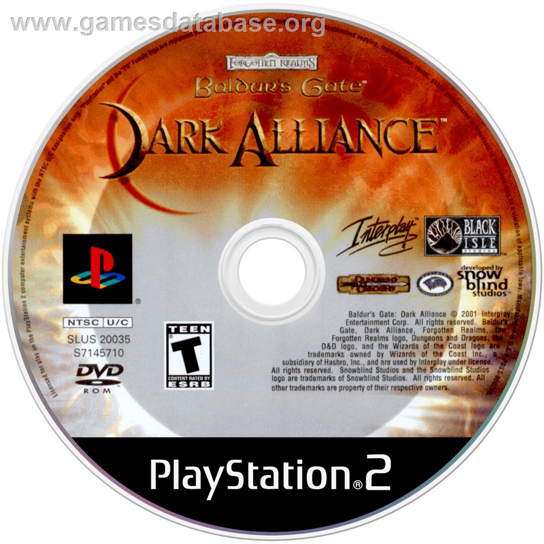 Baldur's Gate: Dark Alliance - Sony Playstation 2 - Artwork - Disc