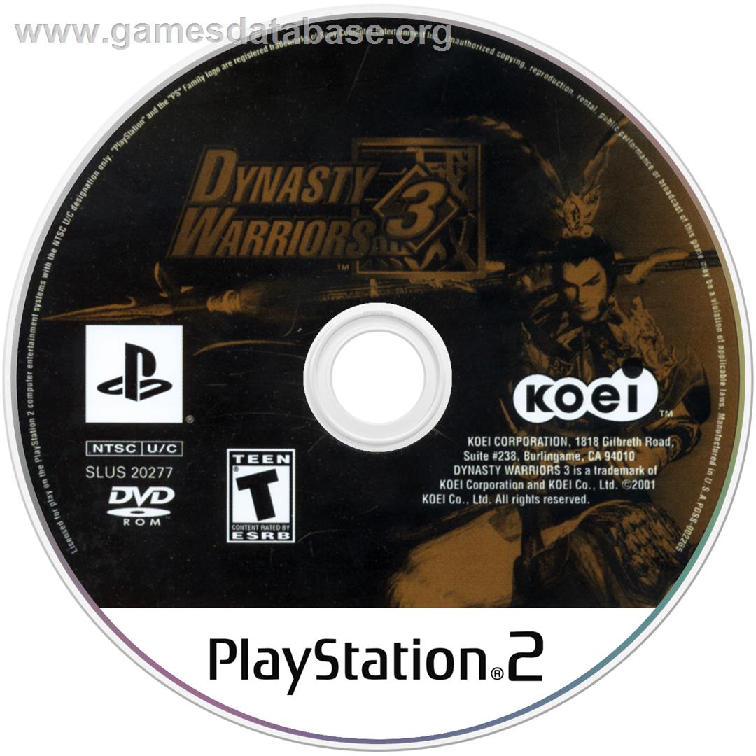 Dynasty Warriors 3 - Sony Playstation 2 - Artwork - Disc