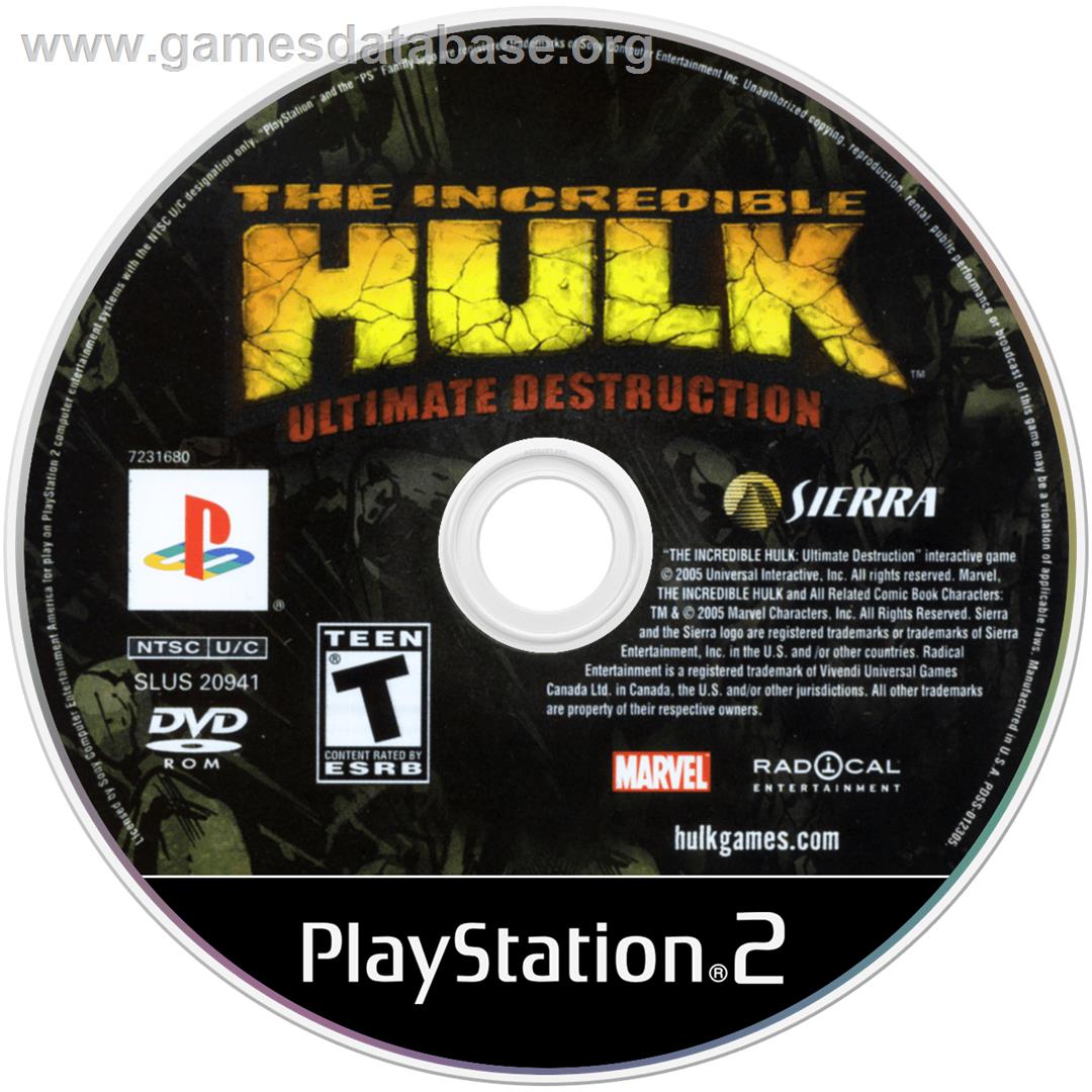 Incredible Hulk: Ultimate Destruction - Sony Playstation 2 - Artwork - Disc