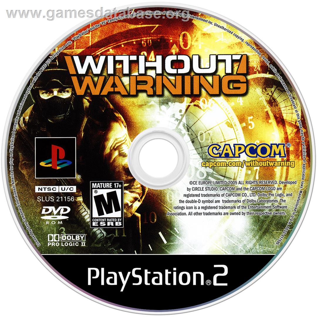Without Warning - Sony Playstation 2 - Artwork - Disc
