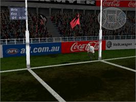 In game image of AFL Live 2003 on the Sony Playstation 2.