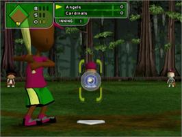 In game image of Backyard Baseball on the Sony Playstation 2.