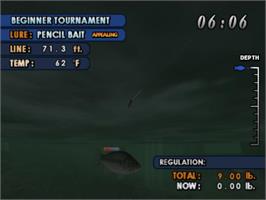 In game image of Bass Master Fishing on the Sony Playstation 2.