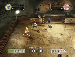 In game image of FIFA Street 2 on the Sony Playstation 2.