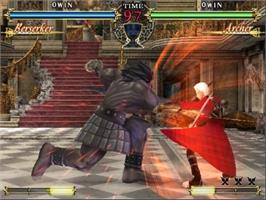 In game image of Fate/unlimited Codes on the Sony Playstation 2.
