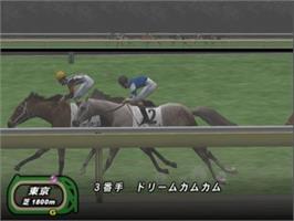 In game image of Jitsumei Jikkyou Keiba - Dream Classic 2002 on the Sony Playstation 2.