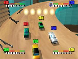 In game image of Micro Machines V4 on the Sony Playstation 2.
