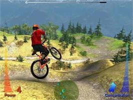 In game image of Mountain Bike Adrenaline Featuring Salomon on the Sony Playstation 2.