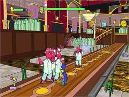 In game image of Simpsons Game ,the on the Sony Playstation 2.
