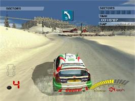 In game image of V-rally 3 on the Sony Playstation 2.