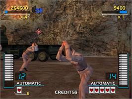 In game image of Virtua Cop - Elite Edition on the Sony Playstation 2.