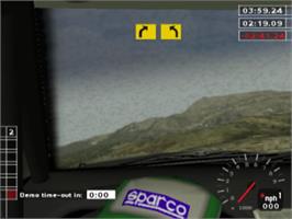 In game image of World Rally Championship 2 Extreme on the Sony Playstation 2.