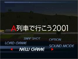 Title screen of A Ressha de Ikou 2001 on the Sony Playstation 2.
