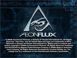 Title screen of Aeon Flux on the Sony Playstation 2.