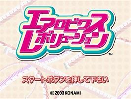 Title screen of Aerobics Revolution on the Sony Playstation 2.