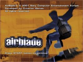 Title screen of Airblade on the Sony Playstation 2.