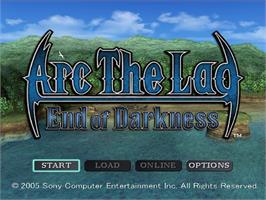 Title screen of Arc The Lad - End Of Darkness on the Sony Playstation 2.
