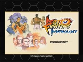 Title screen of Art Of Fighting Anthology on the Sony Playstation 2.