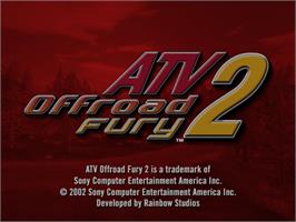 Title screen of Atv Off Road Fury 2 on the Sony Playstation 2.