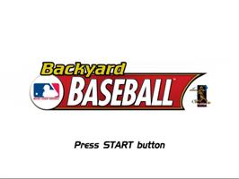 Title screen of Backyard Baseball on the Sony Playstation 2.