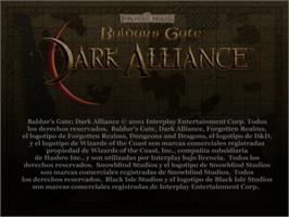 Title screen of Baldur's Gate - Dark Alliance on the Sony Playstation 2.