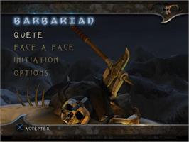 Title screen of Barbarian on the Sony Playstation 2.