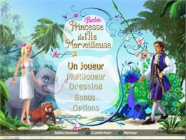 Title screen of Barbie As The Island Princess on the Sony Playstation 2.