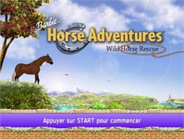 Title screen of Barbie Horse Adventures - Wild Horse Rescue on the Sony Playstation 2.