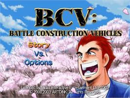 Title screen of Bcv - Battle Construction Vehicles on the Sony Playstation 2.