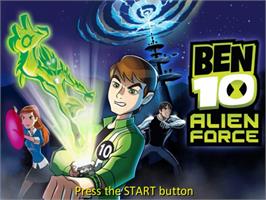 Title screen of Ben 10 - Alien Force on the Sony Playstation 2.