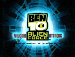 Title screen of Ben 10 - Alien Force - Vilgax Attacks on the Sony Playstation 2.
