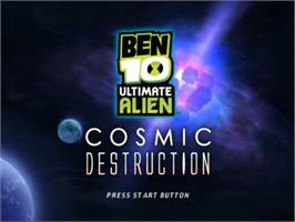 Title screen of Ben 10 Ultimate Alien - Cosmic Destruction on the Sony Playstation 2.