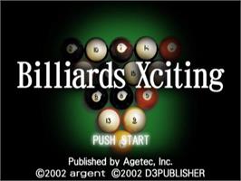 Title screen of Billiards Xciting on the Sony Playstation 2.