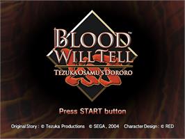 Title screen of Blood Will Tell - Tezuka Osamu's Dororo on the Sony Playstation 2.