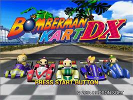Title screen of Bomberman Kart Dx on the Sony Playstation 2.