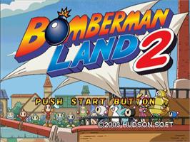 Title screen of Bomberman Land 2 - Game Shijou Saidai No Theme Park on the Sony Playstation 2.