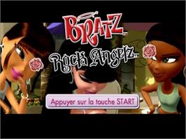 Title screen of Bratz - Rock Angelz on the Sony Playstation 2.
