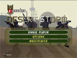 Title screen of Conflict - Desert Storm on the Sony Playstation 2.