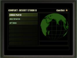 Title screen of Conflict - Desert Storm 2 on the Sony Playstation 2.