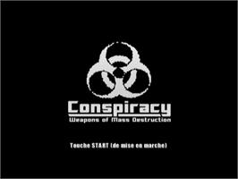 Title screen of Conspiracy - Weapons of Mass Destruction on the Sony Playstation 2.