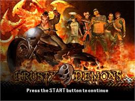 Title screen of Crusty Demons on the Sony Playstation 2.