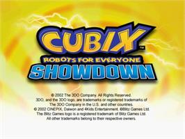 Title screen of Cubix Robots For Everyone - Showdown on the Sony Playstation 2.