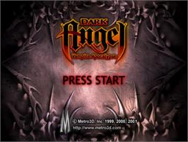 Title screen of Dark Angel - Vampire Apocalypse on the Sony Playstation 2.