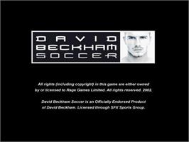 Title screen of David Beckham Soccer on the Sony Playstation 2.